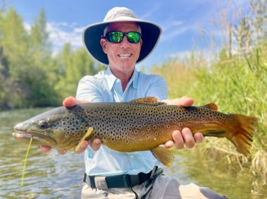A big Weber River brown trout caught while fly fishing in Utah