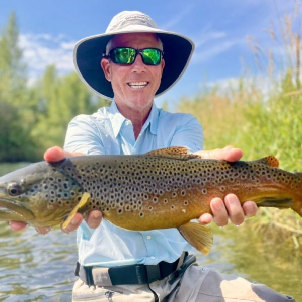 A big Weber River brown trout caught while fly fishing in Utah