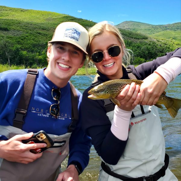 A Jeremy Allan Fly Fishing customer with a big brown trout