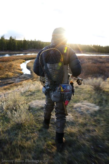 An angler heading to the Madison in Montana