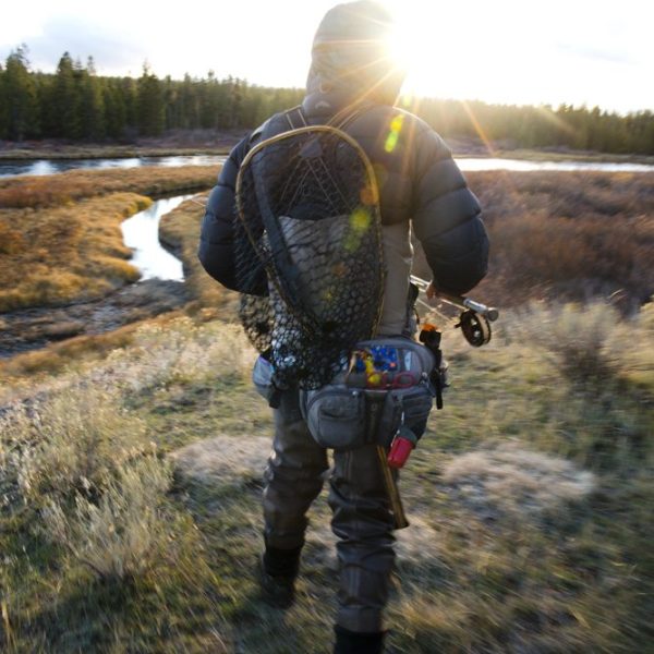An angler heading to the Madison in Montana